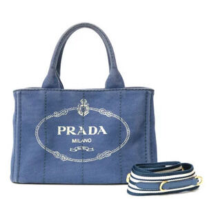 Prada Canapa Tote Shoulder Bag Blue